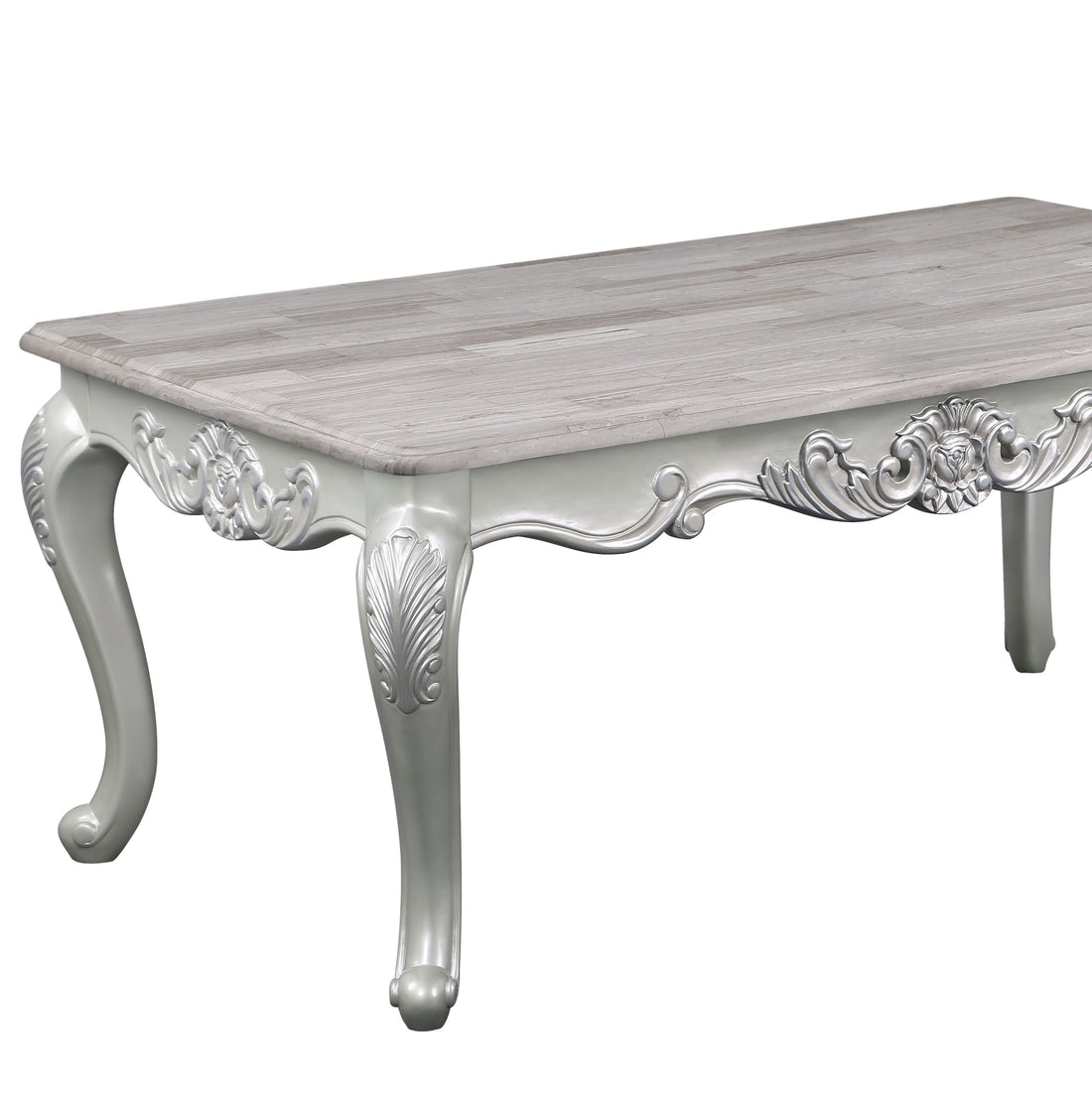 Melrose Traditional Style Coffee Table Made With Wood In Silver Finish Silver Gray Primary Living Space Traditional Open Storage Coffee & End Tables Wood Parsons