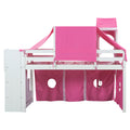 Twin Size Loft Bed With Tent And Tower Pink Pink Solid Wood