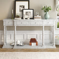 Retro Senior Console Table For Hallway Living Room Bedroom With 4 Front Facing Storage Drawers And 1 Shelf Antique White Mdf