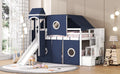 Twin Size Loft Bed With Tent And Tower Blue Blue Solid Wood