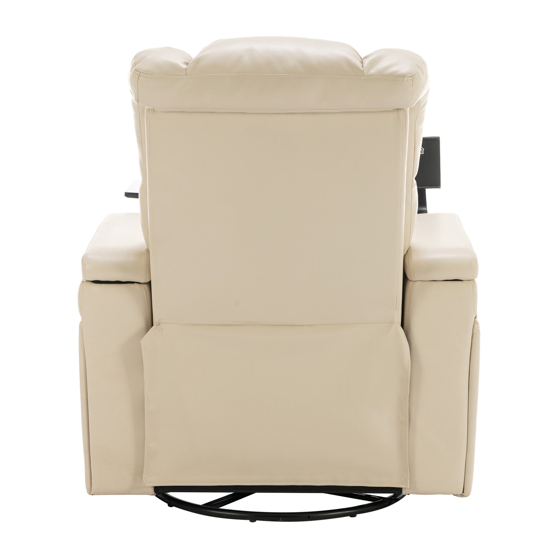 270 Degree Swivel Pu Leather Power Recliner Individual Seat Home Theater Recliner With Comforable Backrest, Tray Table, Phone Holder, Cup Holder, Usb Port, Hidden Arm Storage For Living Room, White White Foam Pu Leather