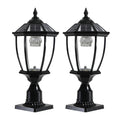 Solar Column Headlights With Dimmable Led 2 Pack Black Glass Aluminum