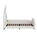 Twin Size Upholstered Rabbit Shape Princess Bed ,Twin Size Platform Bed With Headboard And Footboard,White White Pu