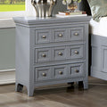 Transitional Style Gray Color Solid Wood 1Pc Nightstand Only Bedroom Furniture Bedside Table Round Knobs 3 Drawers Nightstand Gray 3 Drawers Bedroom Bedside Cabinet Classic,Transitional Solid Wood Solid Wood