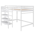 Full Size Loft Bed With Built In Storage Staircase And Hanger For Clothes, White Box Spring Not Required Full White Wood Bedroom Pine