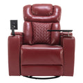 270 Degree Swivel Pu Leather Power Recliner Individual Seat Home Theater Recliner With Comforable Backrest, Tray Table, Phone Holder, Cup Holder, Usb Port, Hidden Arm Storage For Living Room, Red Red Foam Pu Leather