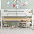 Wood Twin Size Loft Bed With Hanging Clothes Racks, White Box Spring Not Required Twin White Wood Bedroom Solid Wood Mdf