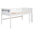 Wood Twin Size Loft Bed With Hanging Clothes Racks, White Box Spring Not Required Twin White Wood Bedroom Solid Wood Mdf