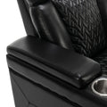 270 Degree Swivel Pu Leather Power Recliner Individual Seat Home Theater Recliner With Comforable Backrest, Tray Table, Phone Holder, Cup Holder, Usb Port, Hidden Arm Storage For Living Room, Black Black Foam Pu Leather