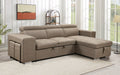 105 Inch Reversible Sectional Sofa With Storage Chaise And 2 Stools, With Adjustable Headrest, Sleeper Contemporary Corner Sectional With Pull Out Sleeper And Chaise ,Light Brown Brown Microfiber Wood Primary Living Space Soft Pillow Back Modern