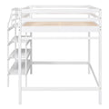 Full Size Loft Bed With Built In Storage Staircase And Hanger For Clothes, White Box Spring Not Required Full White Wood Bedroom Pine