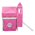 Twin Size Loft Bed With Tent And Tower Pink Pink Solid Wood