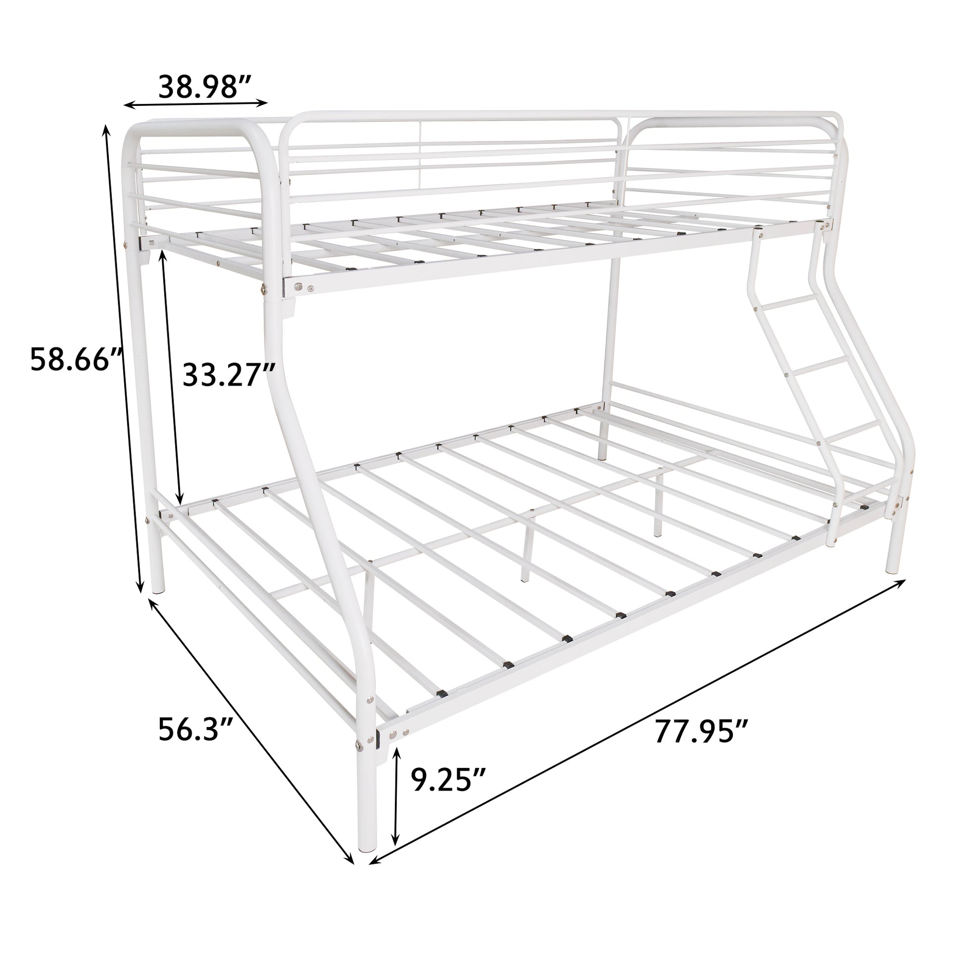 Twin Over Full Metal Bunk Bed, Heavy Duty Bunk Bed,Easy Assembly With Enhanced Upper Level Guardrail, White Box Spring Not Required Twin White Metal Bedroom Bunk Metal