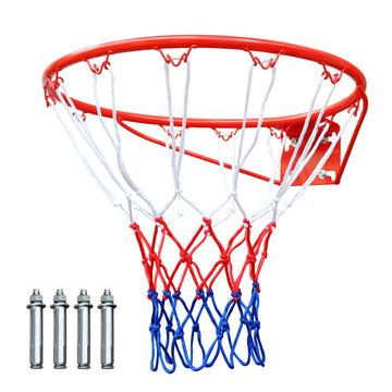 Basketball Rim Replacement 18" Steel Rim With Net, Easy To Install And Reliable Quality Red Iron