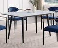 Modern Contemporary 5Pc Dining Set White Sintered Stone Table And Blue Chairs Fabric Upholstered Stylish Furniture White Blue Seats 4 Dining Room 60 Inches Contemporary,Modern,Ultra Modern Rectangular Dining Table With Chair Sintered Stone