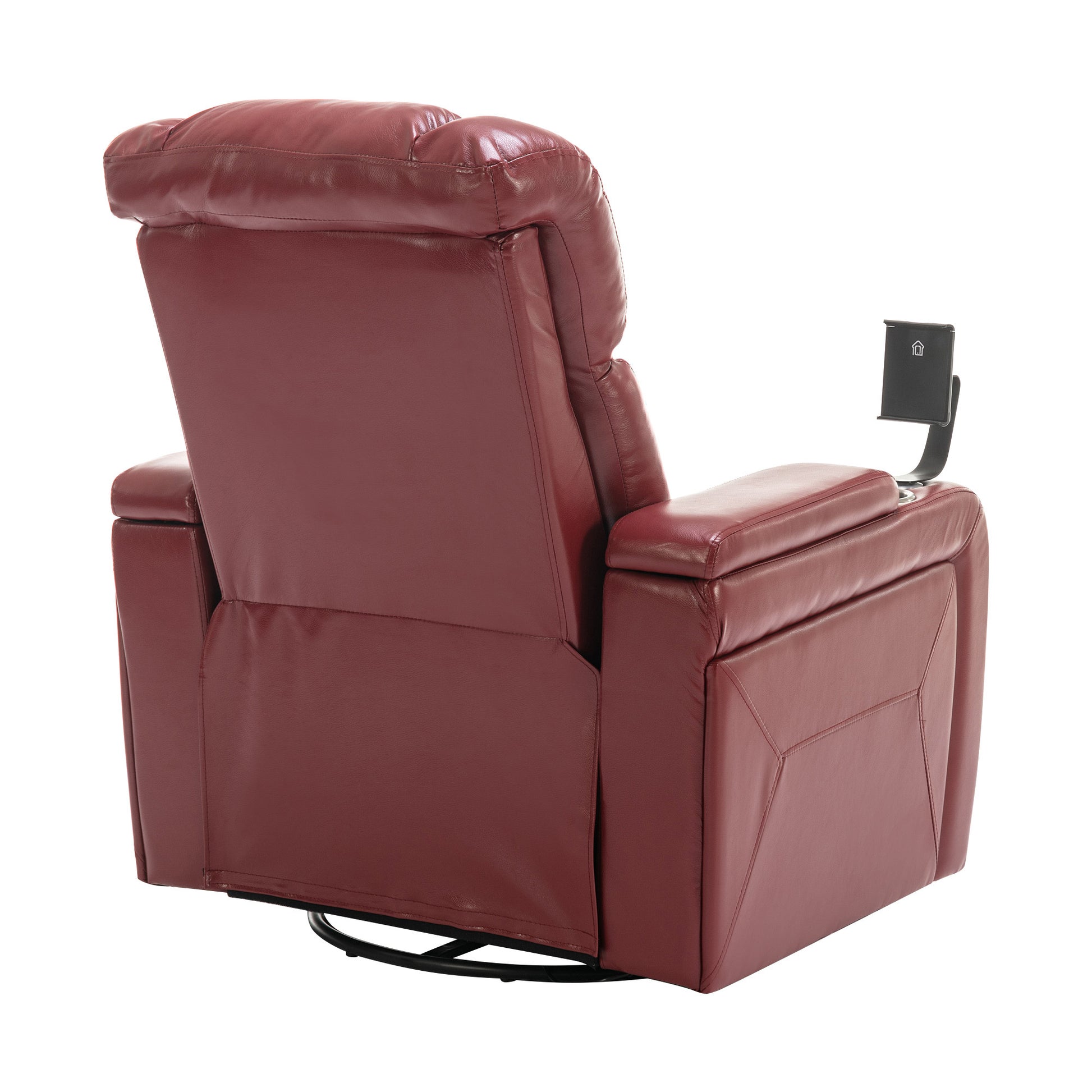 270 Degree Swivel Pu Leather Power Recliner Individual Seat Home Theater Recliner With Comforable Backrest, Tray Table, Phone Holder, Cup Holder, Usb Port, Hidden Arm Storage For Living Room, Red Red Foam Pu Leather