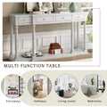 Retro Senior Console Table For Hallway Living Room Bedroom With 4 Front Facing Storage Drawers And 1 Shelf Antique White Mdf