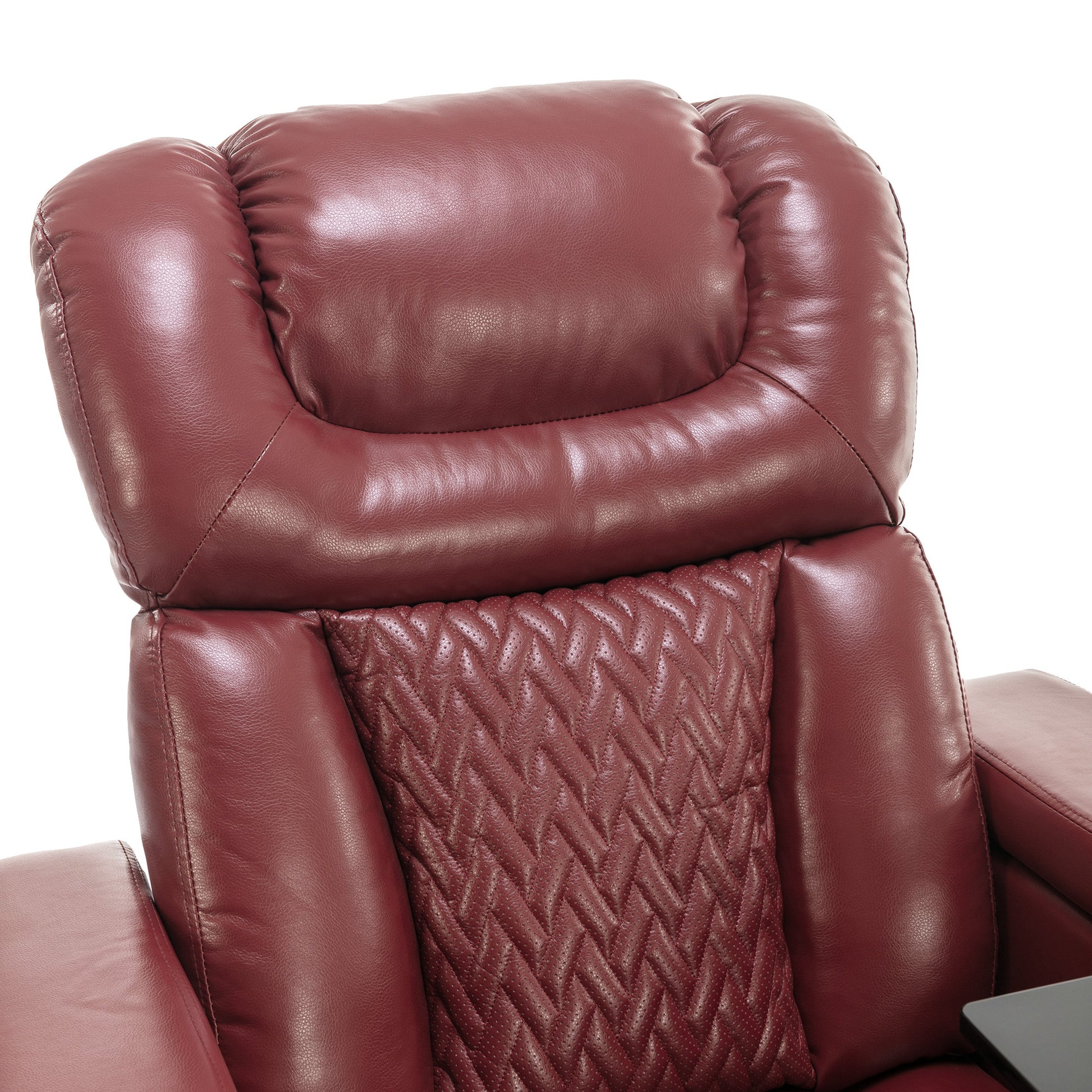 270 Degree Swivel Pu Leather Power Recliner Individual Seat Home Theater Recliner With Comforable Backrest, Tray Table, Phone Holder, Cup Holder, Usb Port, Hidden Arm Storage For Living Room, Red Red Foam Pu Leather