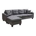 Mega Sectional Sofa Left With Footrest, Convertible Corner Sofa With Armrest Storage, Sectional Sofa For Living Room And Apartment, Chaise Longue Left Grey Gray Foam Fabric