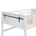 Wood Twin Size Loft Bed With Hanging Clothes Racks, White Box Spring Not Required Twin White Wood Bedroom Solid Wood Mdf