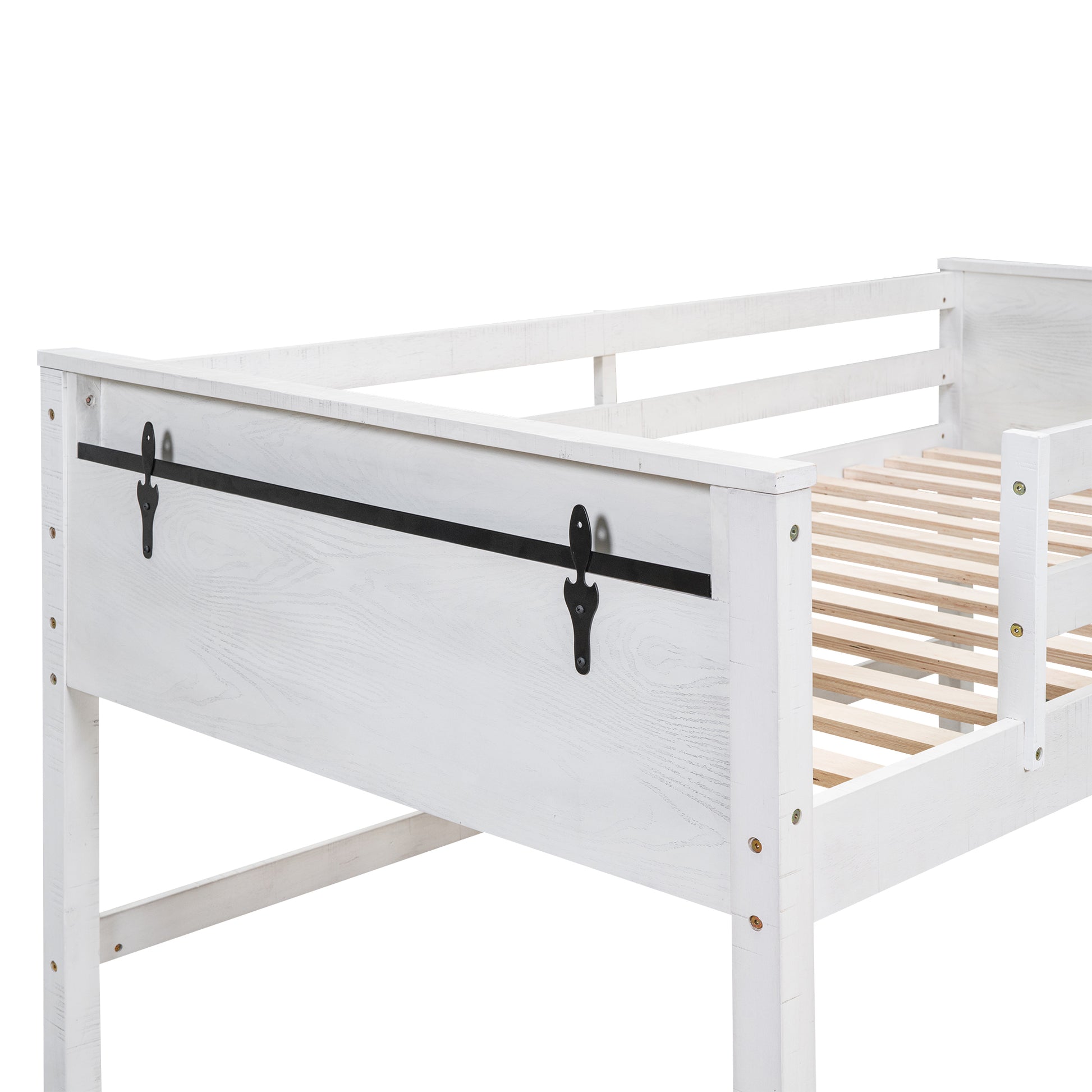 Wood Twin Size Loft Bed With Hanging Clothes Racks, White Box Spring Not Required Twin White Wood Bedroom Solid Wood Mdf