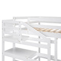 Full Size Loft Bed With Built In Storage Staircase And Hanger For Clothes, White Box Spring Not Required Full White Wood Bedroom Pine