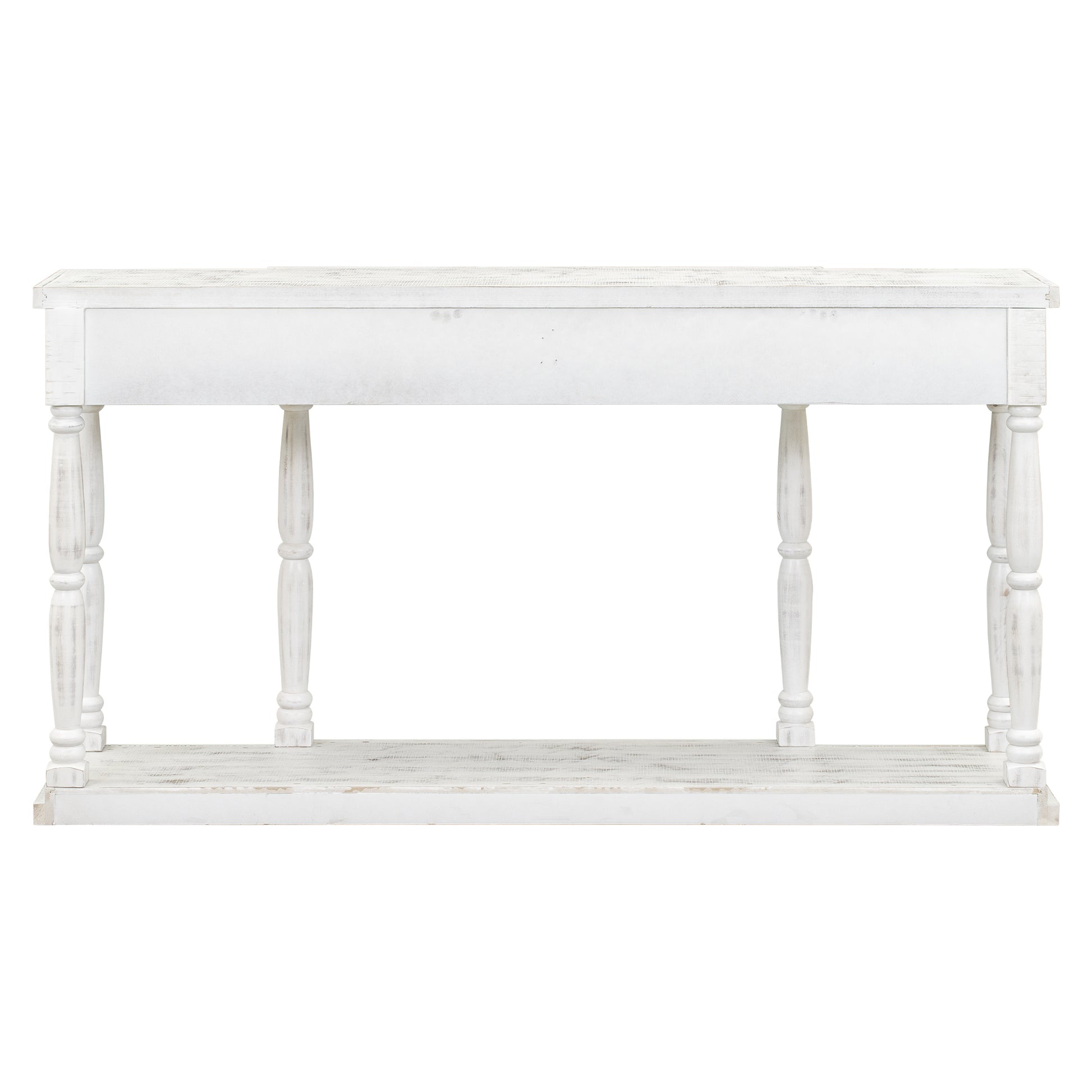 Retro Senior Console Table For Hallway Living Room Bedroom With 4 Front Facing Storage Drawers And 1 Shelf Antique White Mdf
