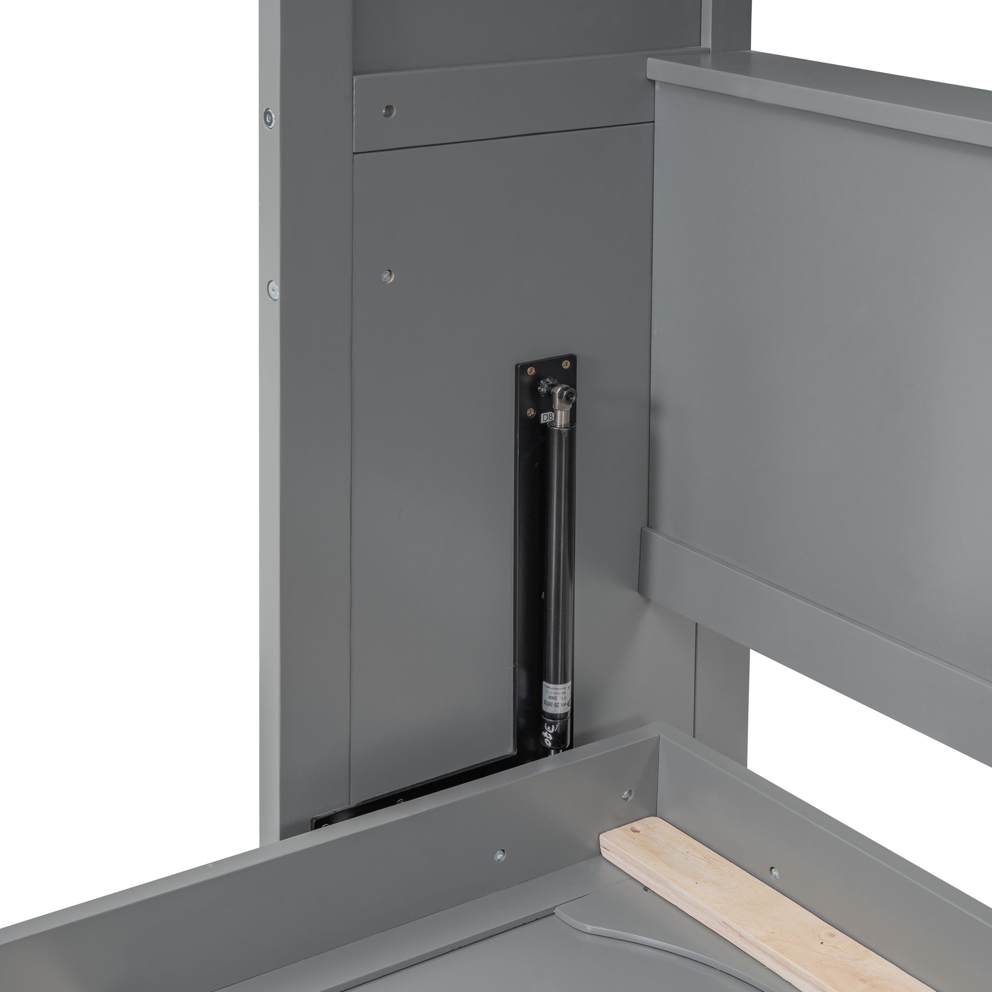 Full Size Murphy Bed Wall Bed With Shelves,Gray Gray Solid Wood Mdf