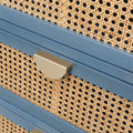 3 Drawer Cabinet,Natural Rattan,American Furniture,Suitable For Bedroom, Living Room, Study Blue Mdf