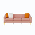 Fx P85 3S Pk 3 Seats Sofa Luxury Pink Velvet Sofa With Gold Accents Modern 3 Seat Couch With Plush Cushions, Perfect For Living Room And Office Decor Temu Suitable Pink Velvet 3 Seat