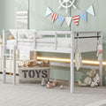 Wood Twin Size Loft Bed With Hanging Clothes Racks, White Box Spring Not Required Twin White Wood Bedroom Solid Wood Mdf