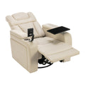 270 Degree Swivel Pu Leather Power Recliner Individual Seat Home Theater Recliner With Comforable Backrest, Tray Table, Phone Holder, Cup Holder, Usb Port, Hidden Arm Storage For Living Room, White White Foam Pu Leather