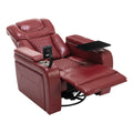 270 Degree Swivel Pu Leather Power Recliner Individual Seat Home Theater Recliner With Comforable Backrest, Tray Table, Phone Holder, Cup Holder, Usb Port, Hidden Arm Storage For Living Room, Red Red Foam Pu Leather