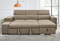 105 Inch Reversible Sectional Sofa With Storage Chaise And 2 Stools, With Adjustable Headrest, Sleeper Contemporary Corner Sectional With Pull Out Sleeper And Chaise ,Light Brown Brown Microfiber Wood Primary Living Space Soft Pillow Back Modern