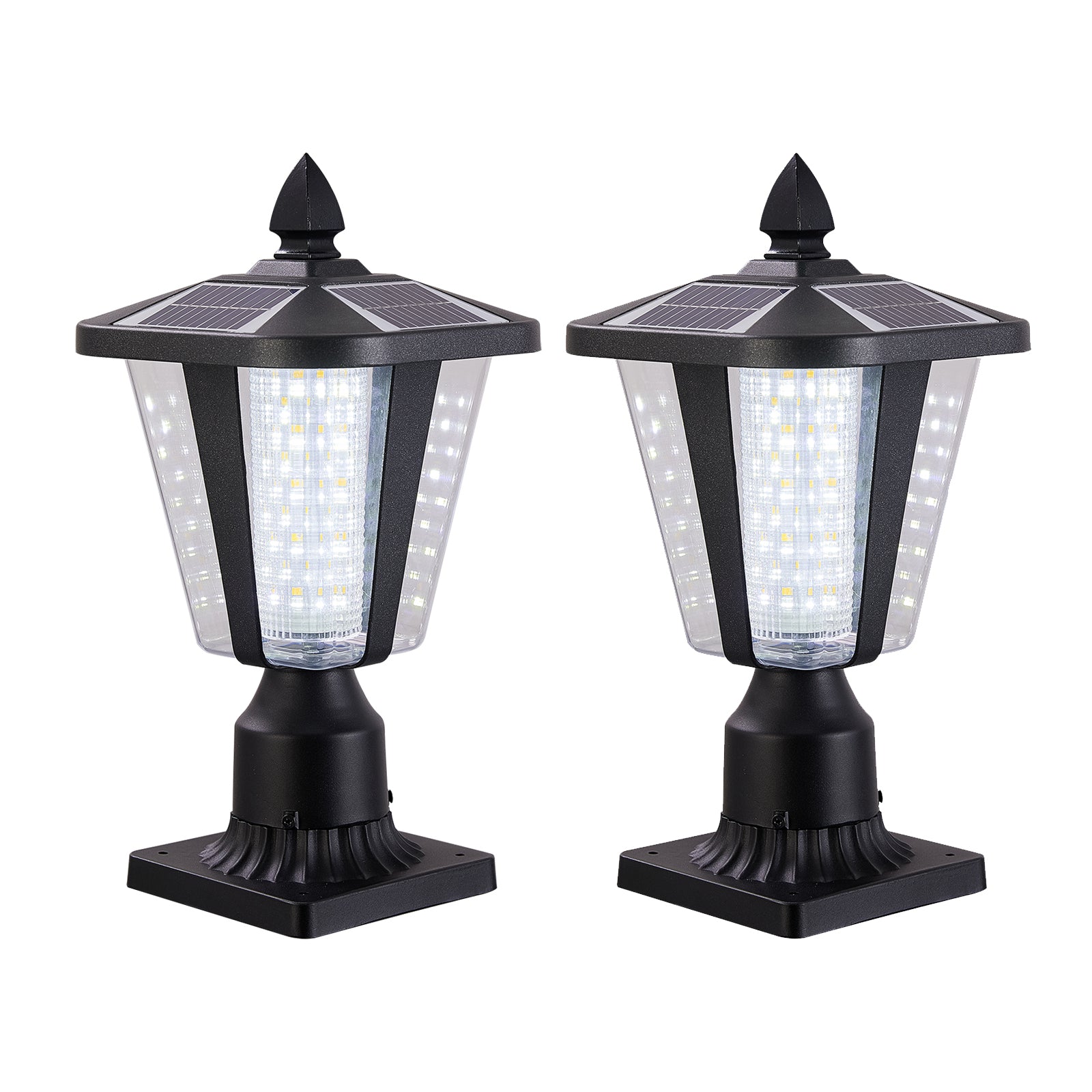 Solar Column Headlights With Dimmable Led 2 Pack Black Pc Aluminium