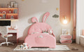 Twin Size Upholstered Rabbit Shape Princess Bed ,Twin Size Platform Bed With Headboard And Footboard,Pink Pink Pu