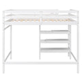 Full Size Loft Bed With Built In Storage Staircase And Hanger For Clothes, White Box Spring Not Required Full White Wood Bedroom Pine