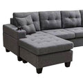 Mega Sectional Sofa Left With Footrest, Convertible Corner Sofa With Armrest Storage, Sectional Sofa For Living Room And Apartment, Chaise Longue Left Grey Gray Foam Fabric