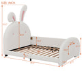 Twin Size Upholstered Rabbit Shape Princess Bed ,Twin Size Platform Bed With Headboard And Footboard,White White Pu