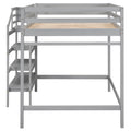 Full Size Loft Bed With Built In Storage Staircase And Hanger For Clothes, Gray Box Spring Not Required Full Gray Wood Bedroom Pine