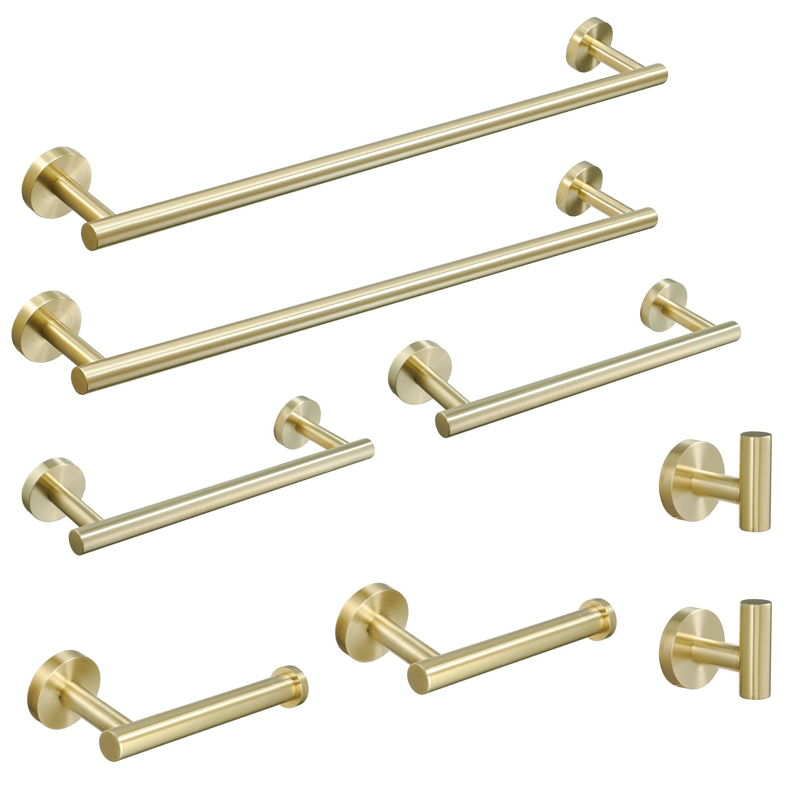 8 Pieces Brushed Nickel Gold Bathroom Accessories Set, Stainless Steel Bathroom Hardware Set, Bath Towel Bar Set, Towel Racks For Bathroom Wall Mounted. Brushed Gold Bathroom Classic,Industrial,Modern Stainless Steel