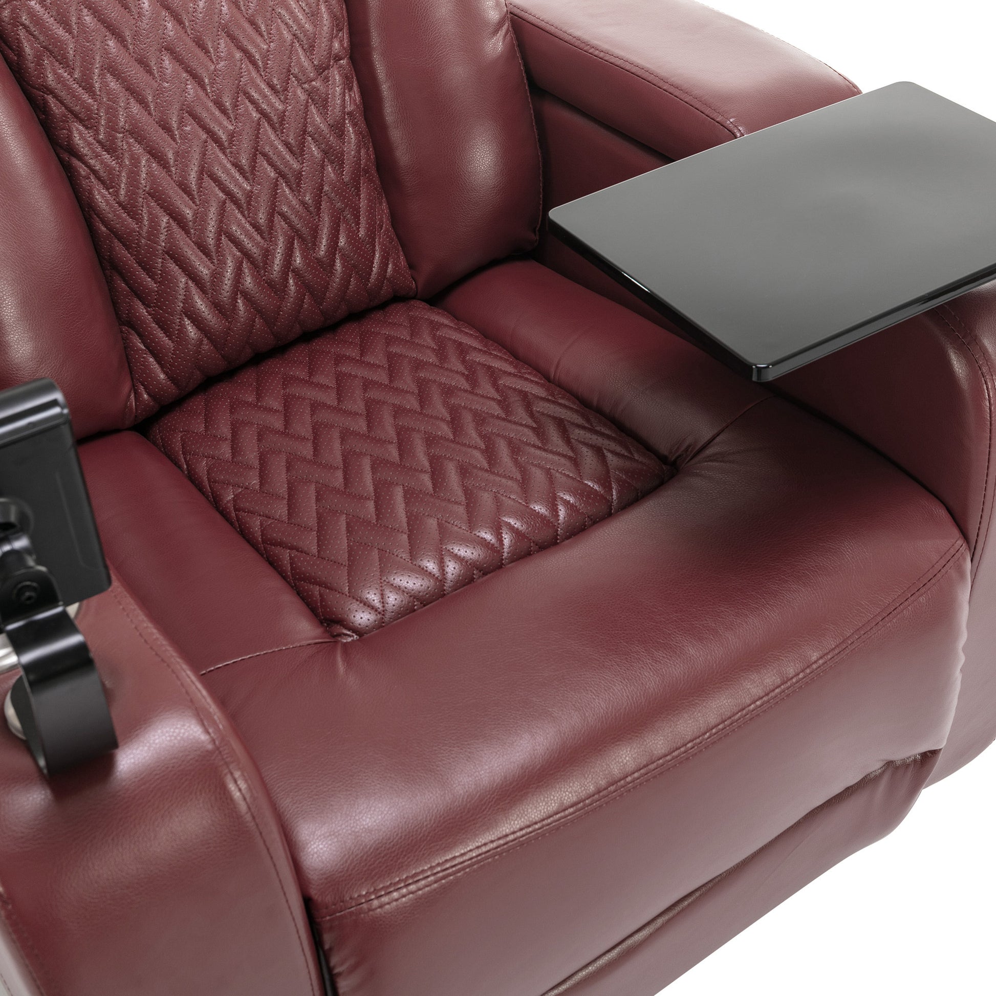 270 Degree Swivel Pu Leather Power Recliner Individual Seat Home Theater Recliner With Comforable Backrest, Tray Table, Phone Holder, Cup Holder, Usb Port, Hidden Arm Storage For Living Room, Red Red Foam Pu Leather