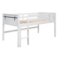 Wood Twin Size Loft Bed With Hanging Clothes Racks, White Box Spring Not Required Twin White Wood Bedroom Solid Wood Mdf