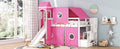 Twin Size Loft Bed With Tent And Tower Pink Pink Solid Wood