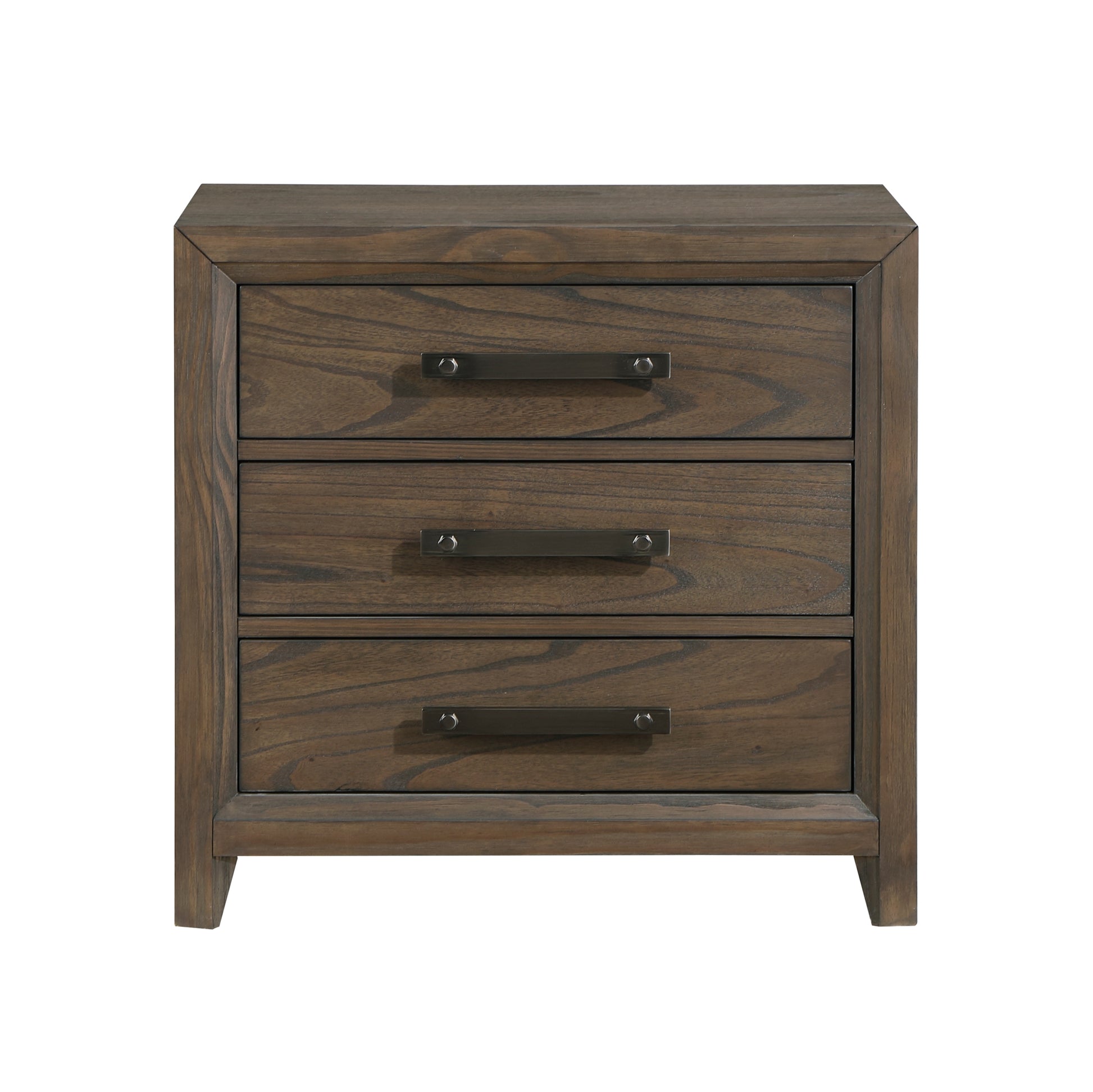 Dark Walnut Finish Nightstand Of 3 Drawers Classic Design Bedroom Furniture 1Pc Walnut 3 Drawers Bedroom Contemporary Wood