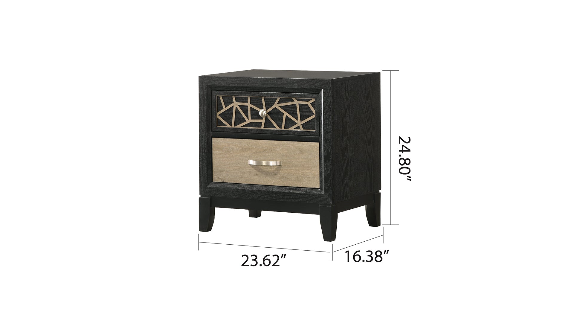 Selena Modern & Contemporary Nightstand Made With Wood In Black And Natural Black Natural 2 Drawers Bedroom Contemporary,Modern Wood