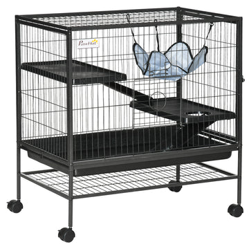 3 Tier Small Animal Cage, Ferret Cage Large Chinchilla Cage Black Metal