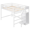 Full Size Loft Bed With Built In Storage Wardrobe And Staircase, White Old Sku:Sm000527Aak Box Spring Not Required Full White Wood Bedroom Pine