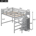 Full Size Loft Bed With Built In Storage Wardrobe And Staircase, Gray Box Spring Not Required Full Gray Wood Bedroom Pine