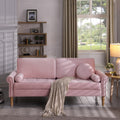 Living Room Sofa,3 Seater Sofawith Copper Nail On Arms ,Three Pillow,Pink Pink Velvet